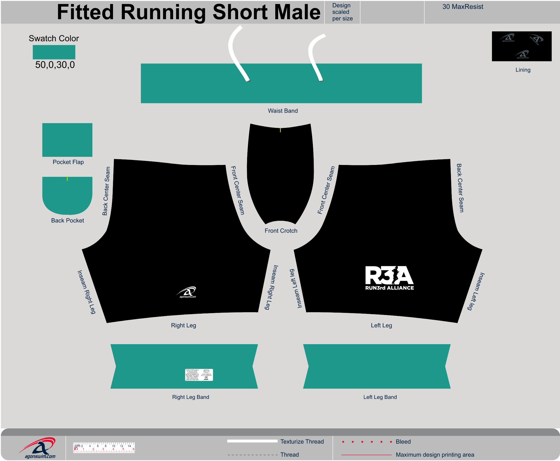 MaxResist Fitted Running Shorts Male Crotch Lined (2022) - Agonswim.com